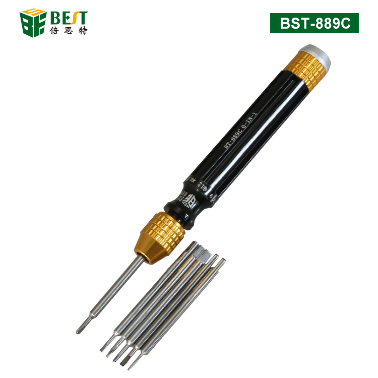 BST-889C 多功能手機(jī)拆機(jī)工具6合1 可換頭螺絲套批
