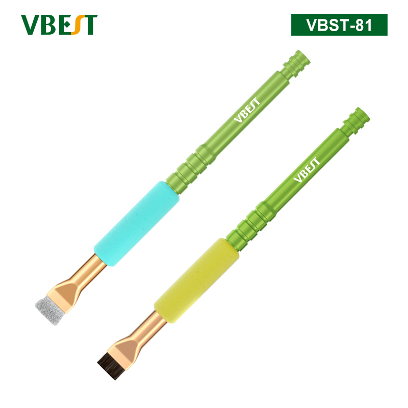 VBST-81 主板IC除膠刷子套裝 不銹鋼絲硬毛刷豬鬢毛刷 IC主板除膠清理灰塵海棉套手柄刷 手機(jī)焊盤(pán)清理毛刷 IC清潔焊油除黑膠硬毛刷兩支裝